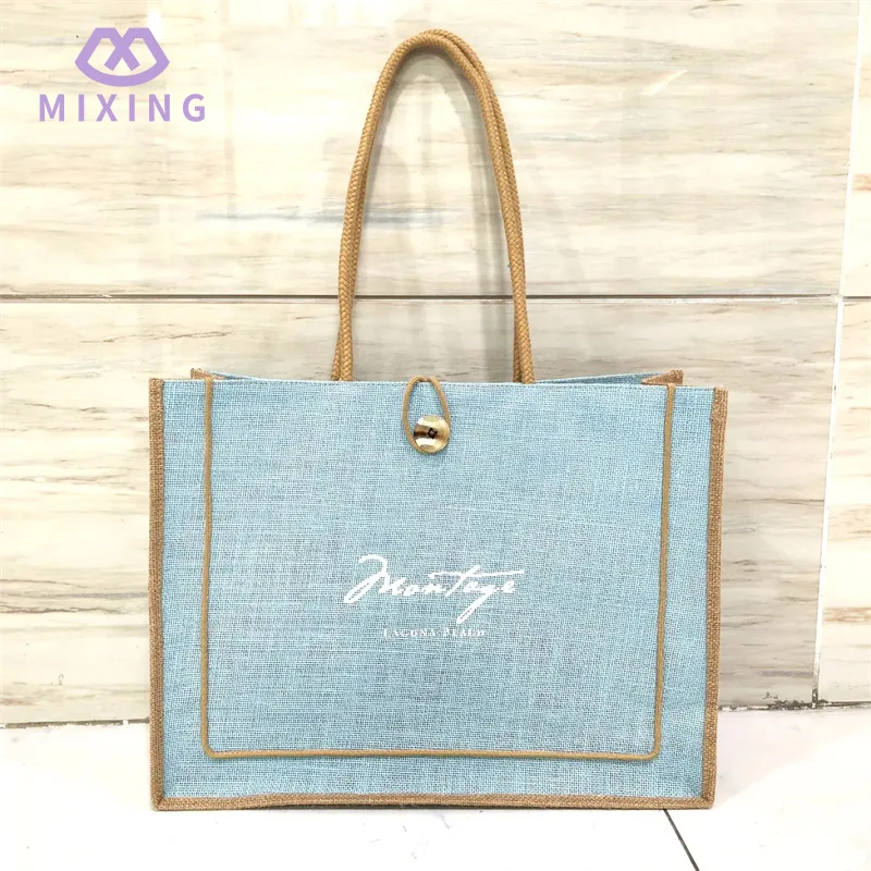 Jute Blurp Tote Bags