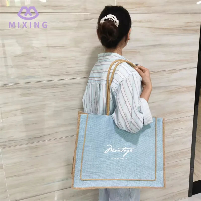 Jute Blurp Tote Bags